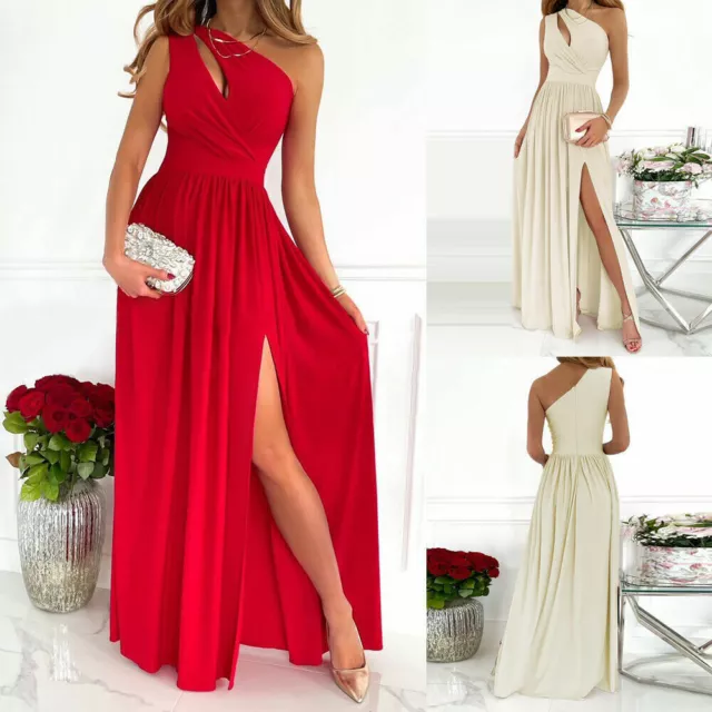 Womens One Shoulder Maxi Split Dress Summer Evening Party Cocktail Prom Dresses