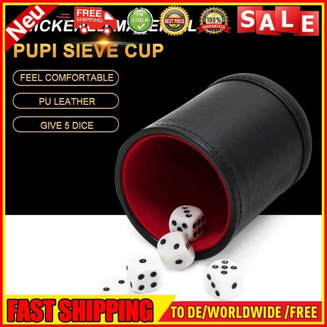 PU Leather Flannel Dice Cup+5pcs Dices Bar Party KTV Entertainment Game Supplies