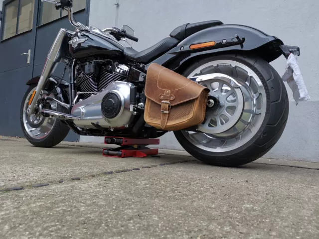Satteltasche ODIN hellbraun passend für Harley Davidson Softail Schwingentasche 2