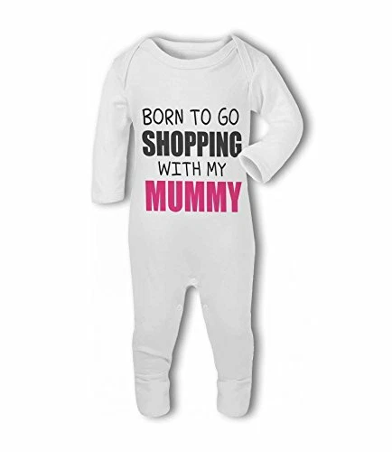 Born to go Shopping with my Mummy - Baby Romper Suit di BWW Print Ltd