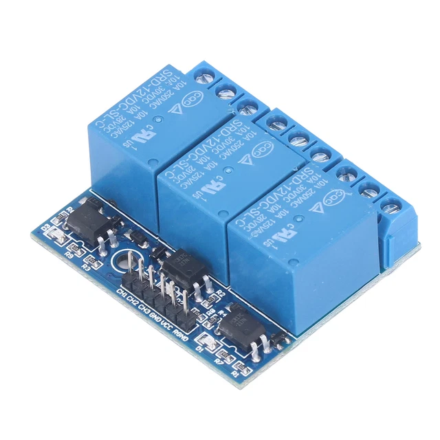 3 CHANNEL ISOLATED Relay Module Optocoupler Relay Board Anti-damage ...