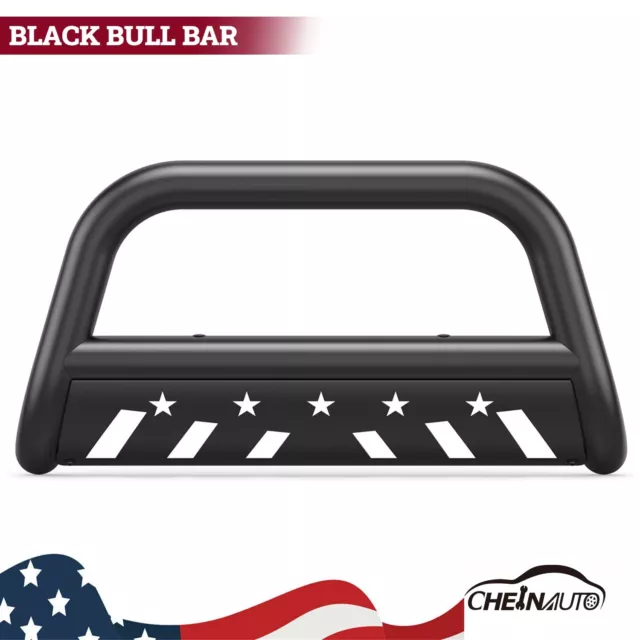 Fit 2016-2022 Toyota Tacoma 3" Black Bull Bar Push Brush Grille Guard Bumper