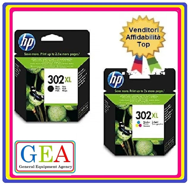 HP302 HP302XL nero e/o colori, serie,ink jet ORIGINALE, cartuccia singola o kit.