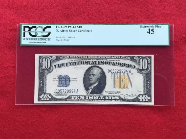 FR-2309 1934 A Series North Africa WWII $10 Silver Certificate *PCGS 45 Ch XF*