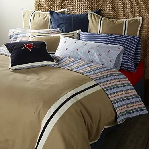 TOMMY HILFIGER   twin TAN DUVET + SHAM  GHURKA  American Classic   NWT boys