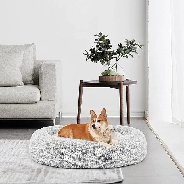 Donut Plush Bed Round Pet Dog Cat Calming Kennel Soft Warm Fluffy Sleeping Nest 3