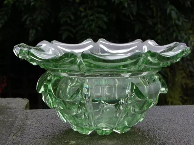 Antique Georgian Armorial English Stourbridge Baccarat Glass Vase / Rose Bowl