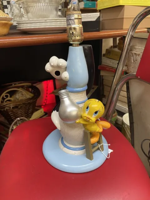 VINTAGE Sylvester and Tweety Lamp Table No Shade 20" Tall Warner Brothers 2000