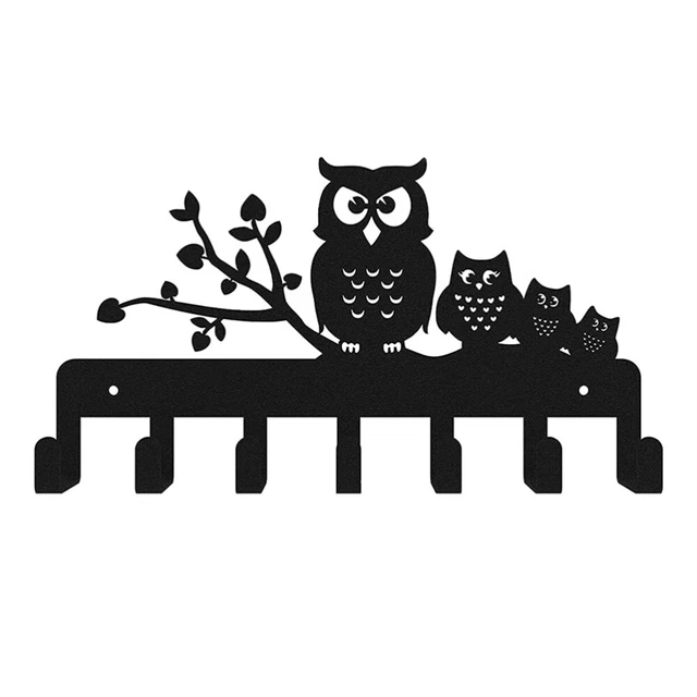 Owl Key Holder Wall Hook Mount Coat Rack Hanger Hooks Simple