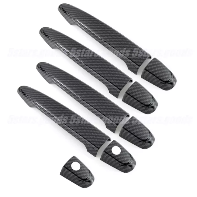Glossy Carbon Fiber Side Door Handle Covers Trims For 2005-2015 Toyota Tacoma