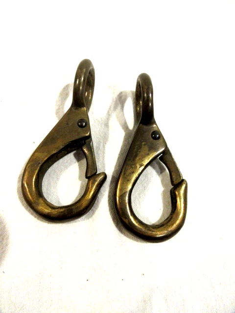 2-Vintage Solid Brass Snap Hooks