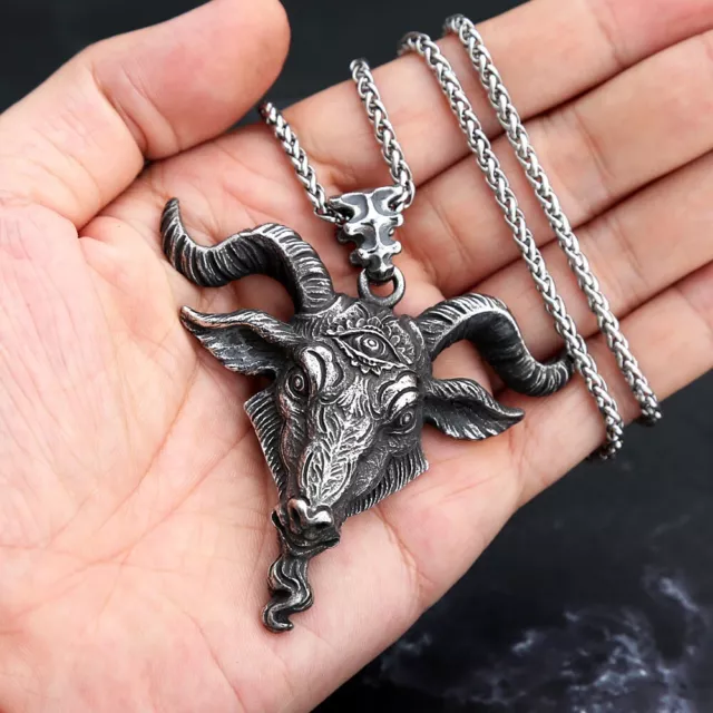 Collier Talisman Satanique Baphomet pour protection Bouc de Mendès gothique