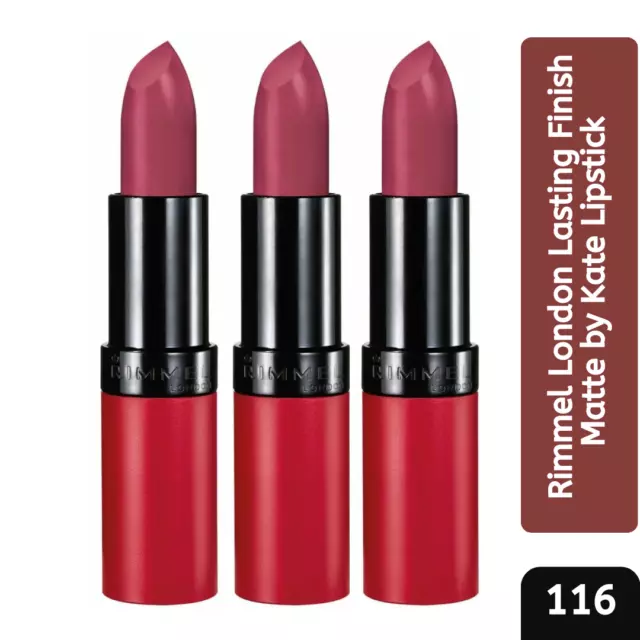 Rimmel London Lipstick Lasting Finish Matte 3 Pack by Kate 116