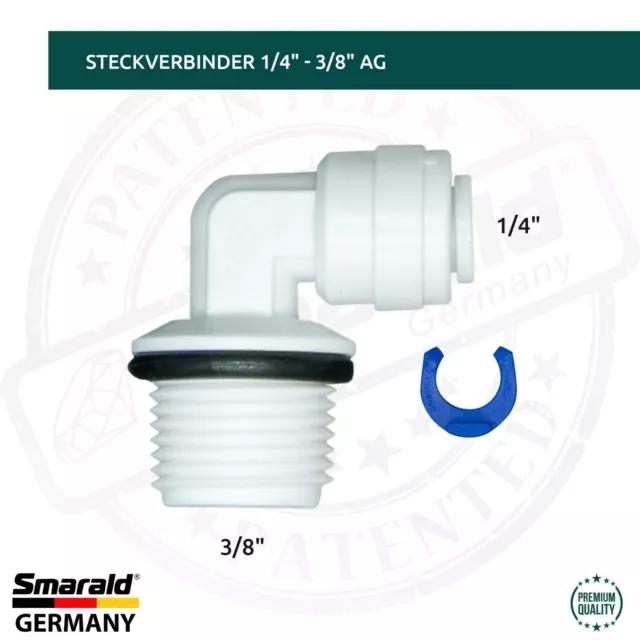 L - Verbindungsstück Quick&Easy 1/4"  - 3/8" AG für Umkehrosmose Wasserfilter