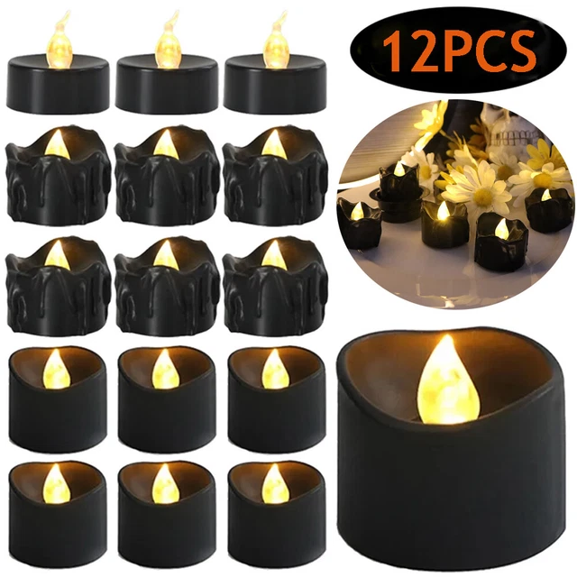 12PCS LED Electronic Candle Light Tealight Flameless Halloween Party Candle Lamp
