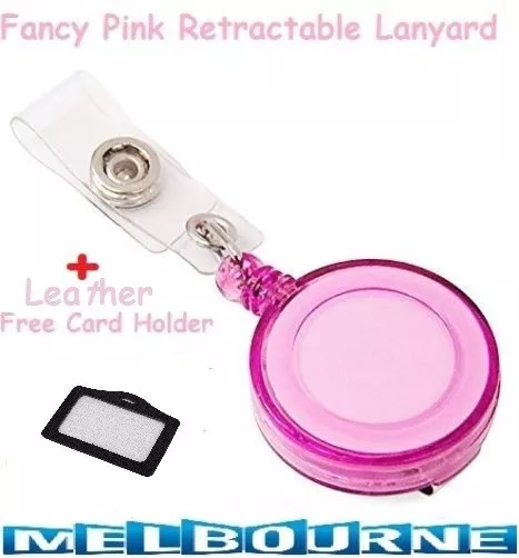 Pink Retractable Lanyard ID Name Badge Card Holder Business Security Pass Tag