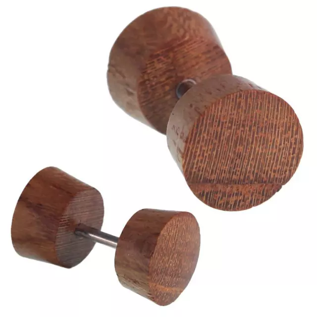 Fake Wood Plug Tamarind Bone Inlay Flower of the Life Stainless steel Organic