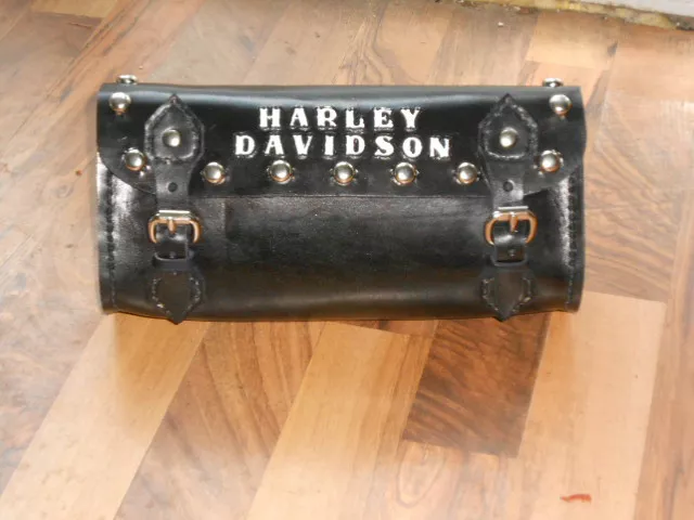 HARLEY DAVIDSON LEATHER Motorcycle Tool Bag / Fork Bag Luggage ...