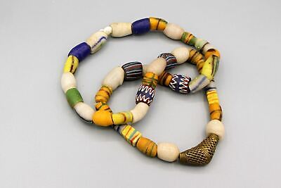 Antique 1800s African Trade Beaded Necklace, Vintage African Ethnic Jewelry Art