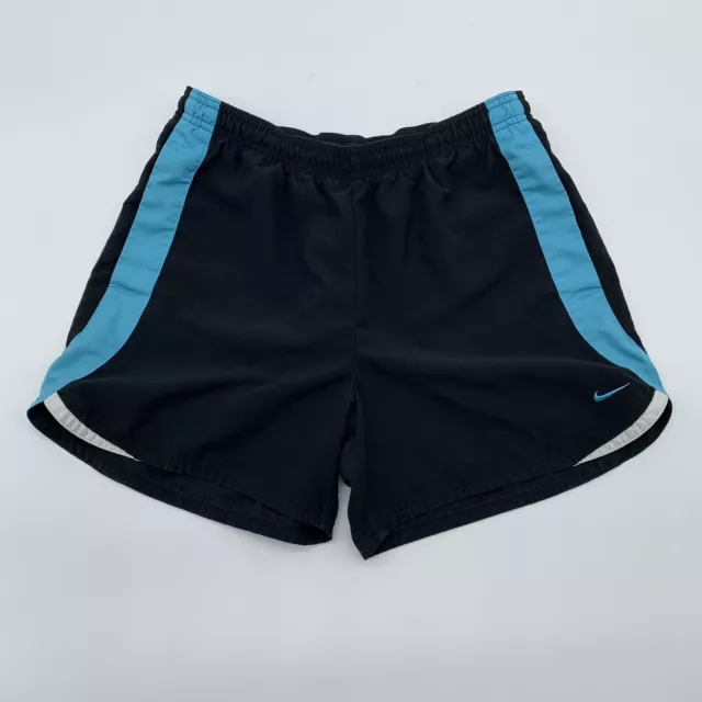 Nike Girl's Size Small (4-6) Black w/Blue & White Stripe Athletic Running Shorts