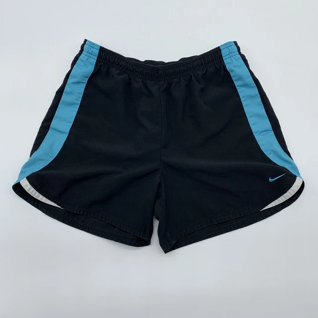 Nike Girl's Size Small (4-6) Black w/Blue & White Stripe Athletic Running Shorts