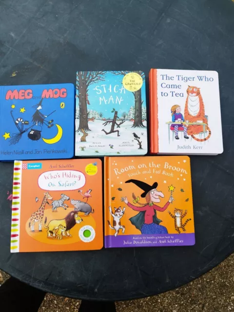 Nursery Hardbook Bundle X5 Inc Stickman,Tiger Who Came For Tea ,And Whose Broom