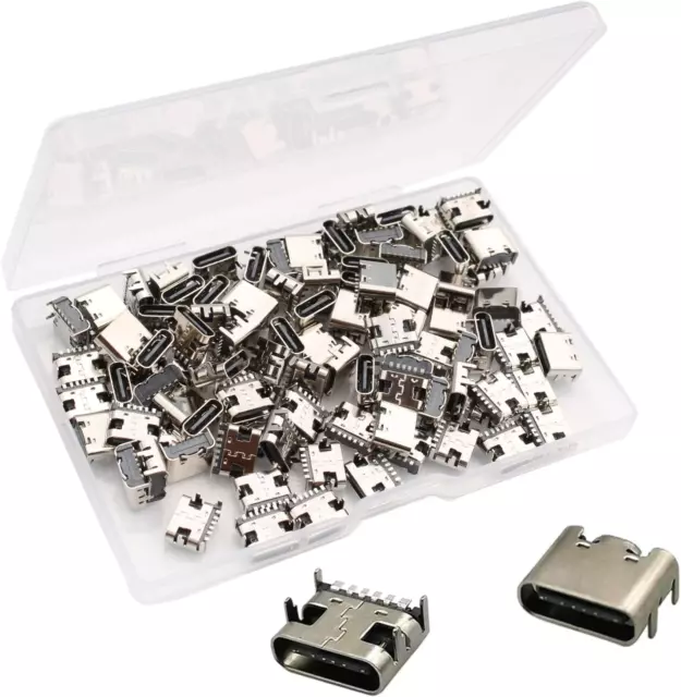 100 Pcs Micro USB Buchse,Micro USB 3.1 Type C Buchse 6 Pins,Mini Micro USB Lötst