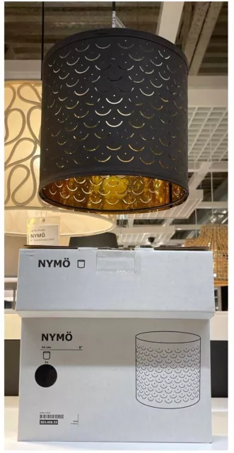 IKEA NYMÖ NYMO Table, Small Lamp Shade Perforated Black / Brass 9