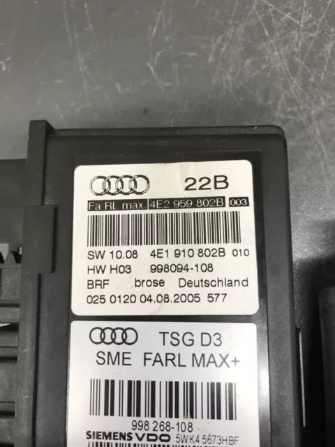 ♻️Audi A8 S8 D3 4E 2007 Droite Moteur de lève-vitre de porte avant 4E2959802B 3