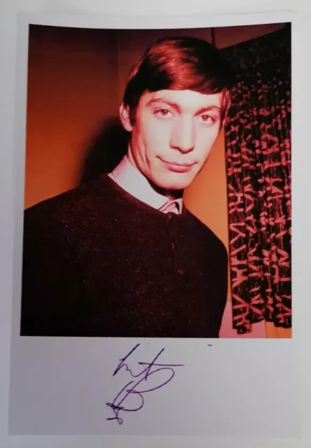 PRINT - 6"X4" Autograph Reprint Photo Rolling Stones Drummer Charlie Watts