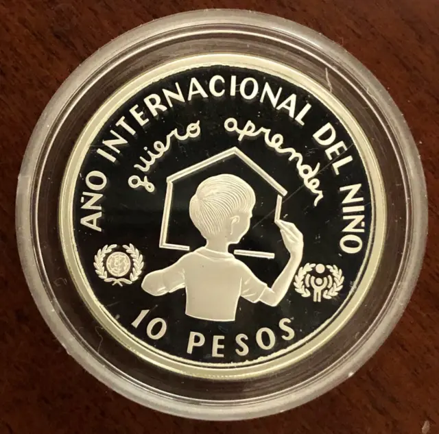 1982 Dominican Republic Silver Proof 10 Pesos International Year Of The Child