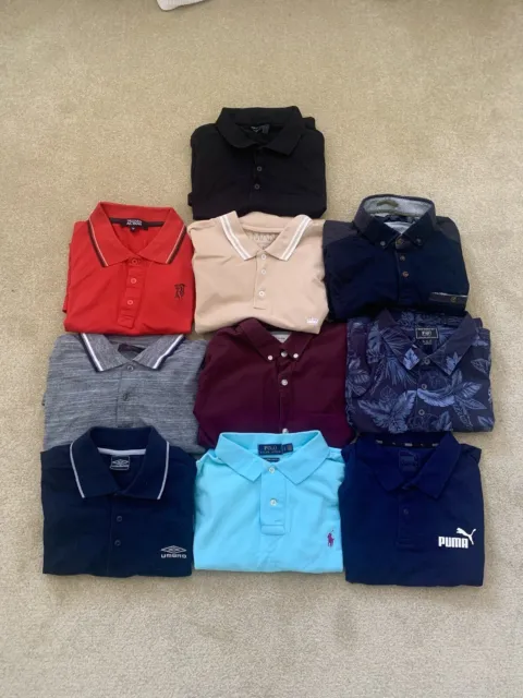 Joblot Bundle Polo Shirts X 10 Men’s Various Brands And Sizes