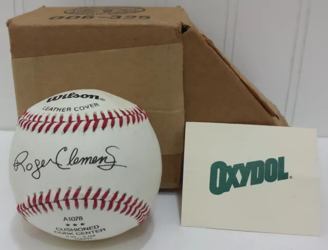 ROGER CLEMENS Oxydol Baseball in Box Advertising Autopen- Signed Wilson MLB Ball
