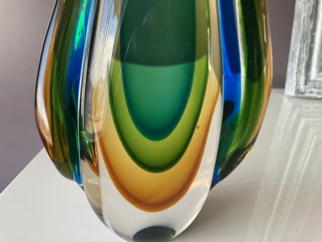 Multi Coloured Murano Style Sommerso Art glass Teardrop 23.5 Cm