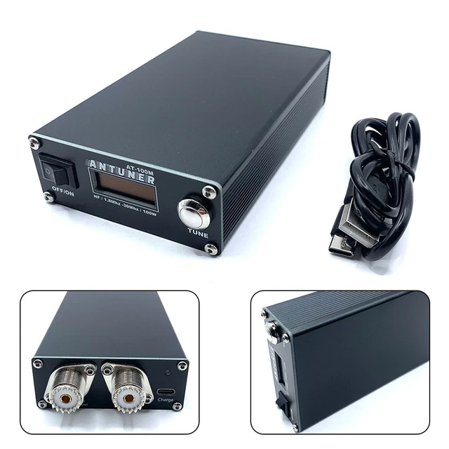 AT100M 1.8mhz-30mhz 100W Antenna Tuner Built-in Standing Wave Meter Power Meter