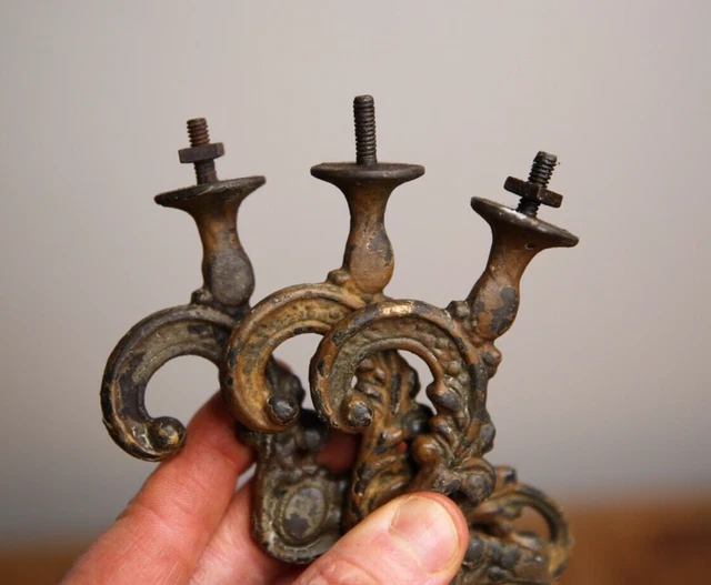 Antique Curtain Rod Tiebacks Holder Hooks Cast Iron hat rack coat hooks ornate 7