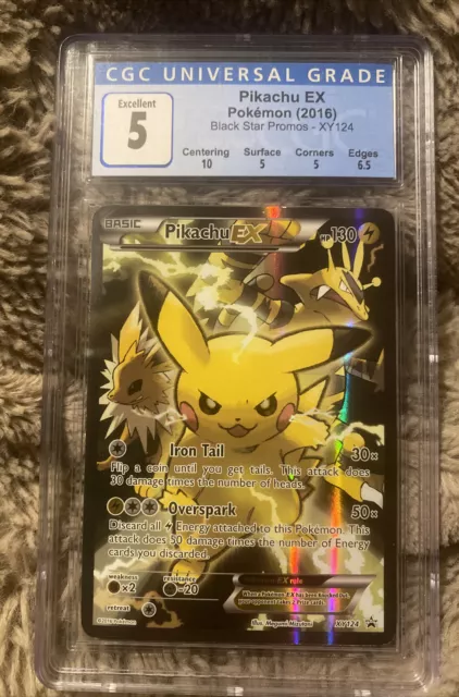 2016 Pokemon Pikachu EX XY Full Art Black Star Promo #XY124 Red & Blue CGC 5
