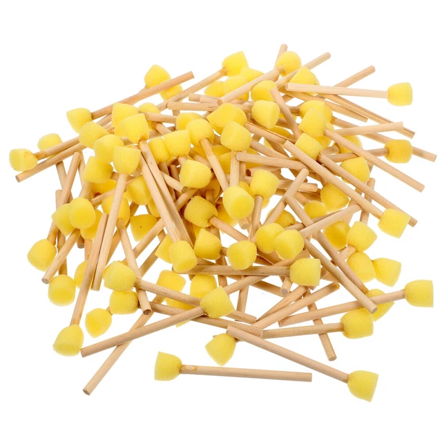 100 Pcs Spazzole Di Spugna Spazzola Spugna Con Manico Legno Il