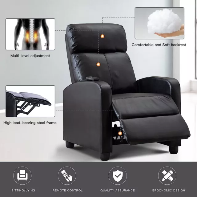 Massage Recliner Chair Single Sofa PU Leather Padded Seat w/ Therapy & Heating