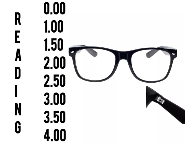 Reading Glasses 0.0 to 3.5 Unisex Mens Ladies Designer Fashion Square