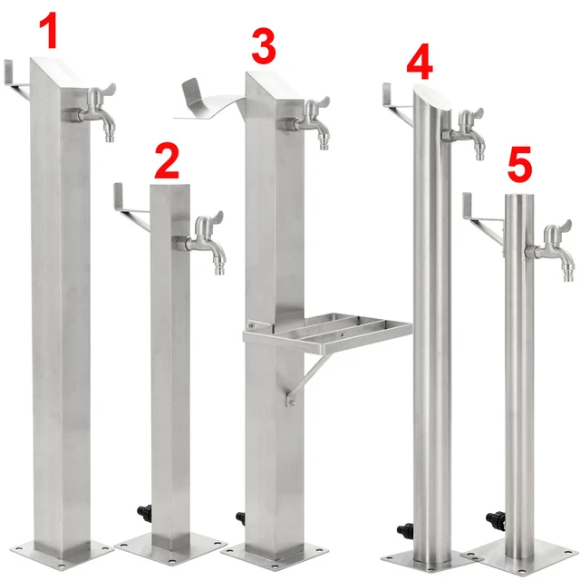 Vanvilla Edelstahl Wasserzapfsäule - 50cm Hohe Garten Zapfstelle Rund