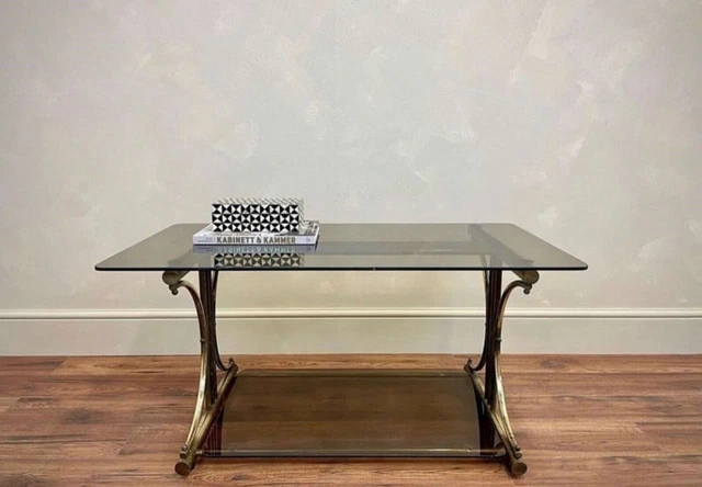 Mid century tubular smoked glass coffee table