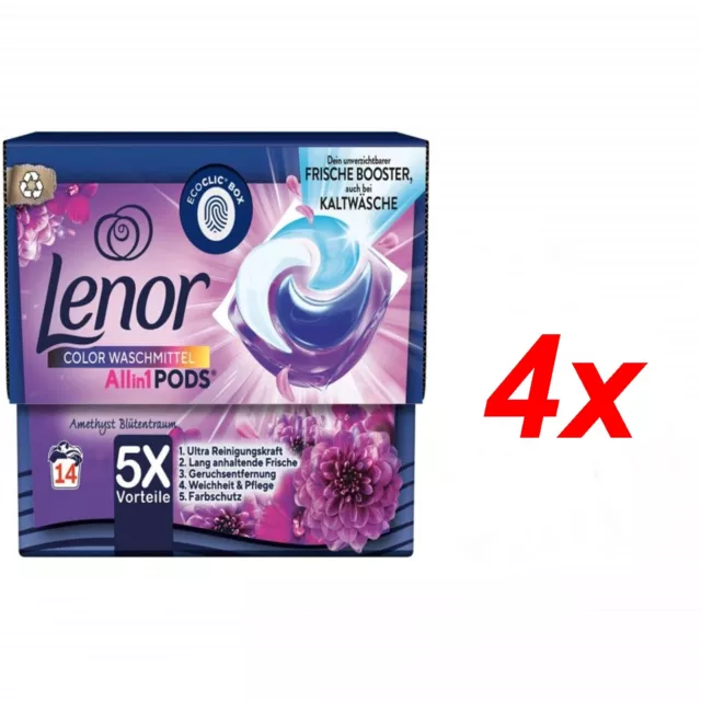 4x Lenor Color Waschmittel Allin1PODS Amethyst Blütentraum á 14x 19,3g = 270,2g