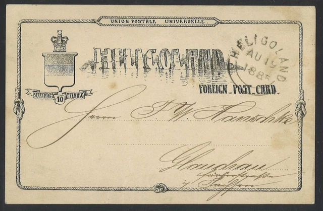 Altdeutschland Helgoland 1885 Ganzsache Postkarte P6 nach Glauchau gepr. Schulz