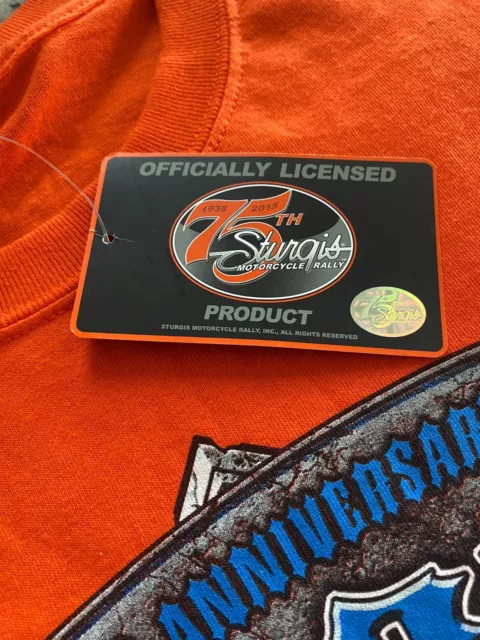 2015 STURGIS BIKER Shirt 75th Anniversary Orange T-Men's Size Large NEW ...