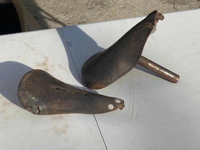 ANCIENNE SELLE VÉLO En Cuir Type XXème SIÈCLE EUR 50,00 - FR