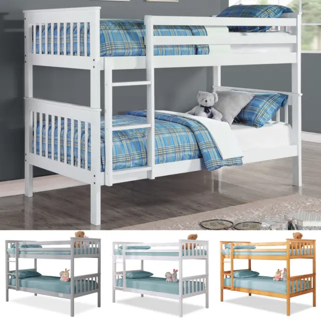 Litera doble cama de 3 pies cama individual para niños niños marco de madera maciza con escaleras