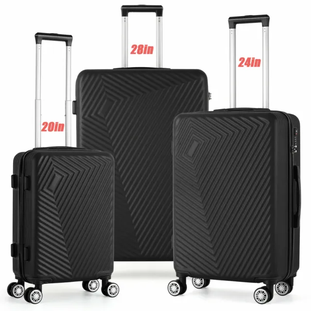 3 Piece Set Suitcase Luggage With TSA Lock Wheels Spinner Hardshell Lightweight