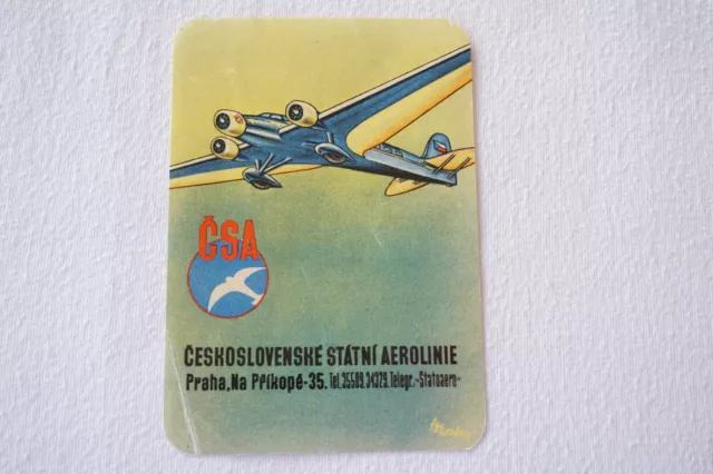 Ceskoslvenske Statni Aerolinie Airways Airline Luggage Label CSA Czech REpublic