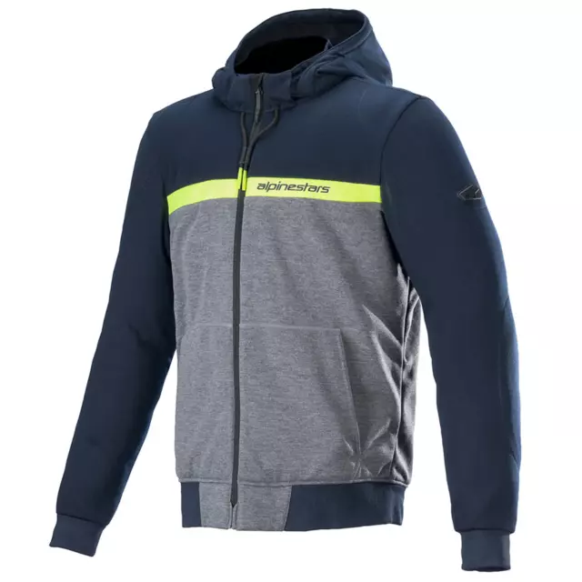 Felpa con cappuccio moto Alpinestars cromata strada - blu scuro/grigio scuro